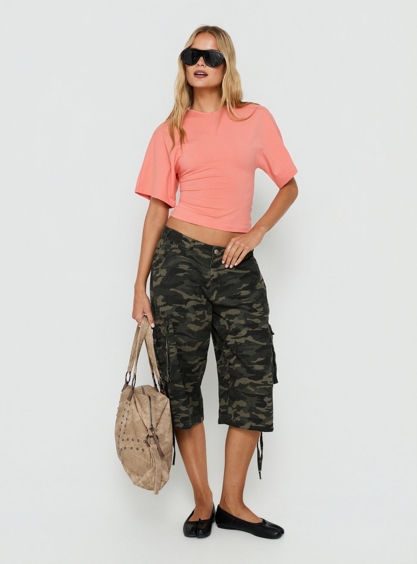 Nakota V Neck Cinched Tee Coral view 3