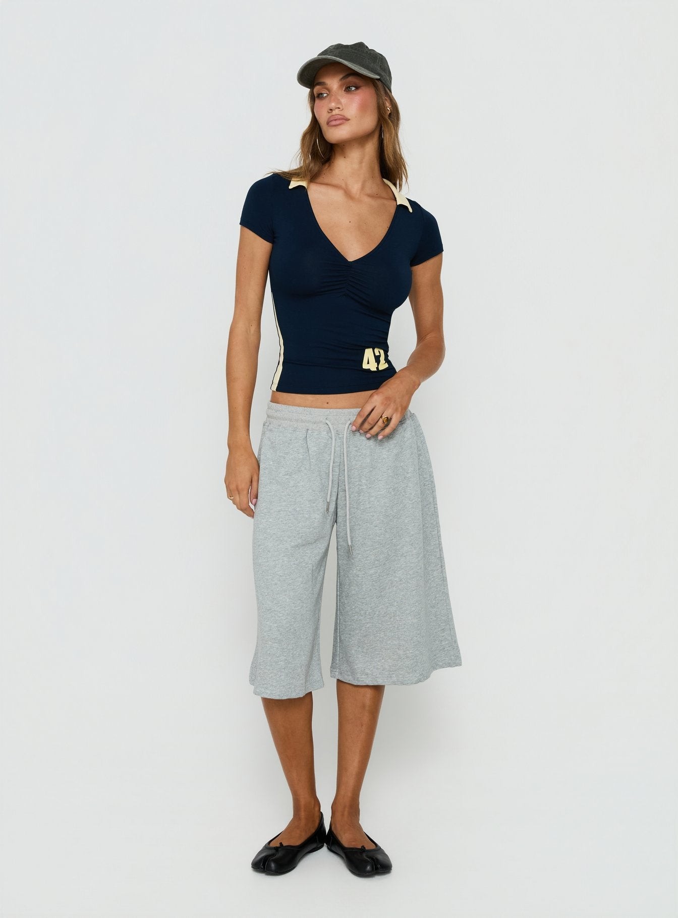 Kufu V Neck Top Navy view 3
