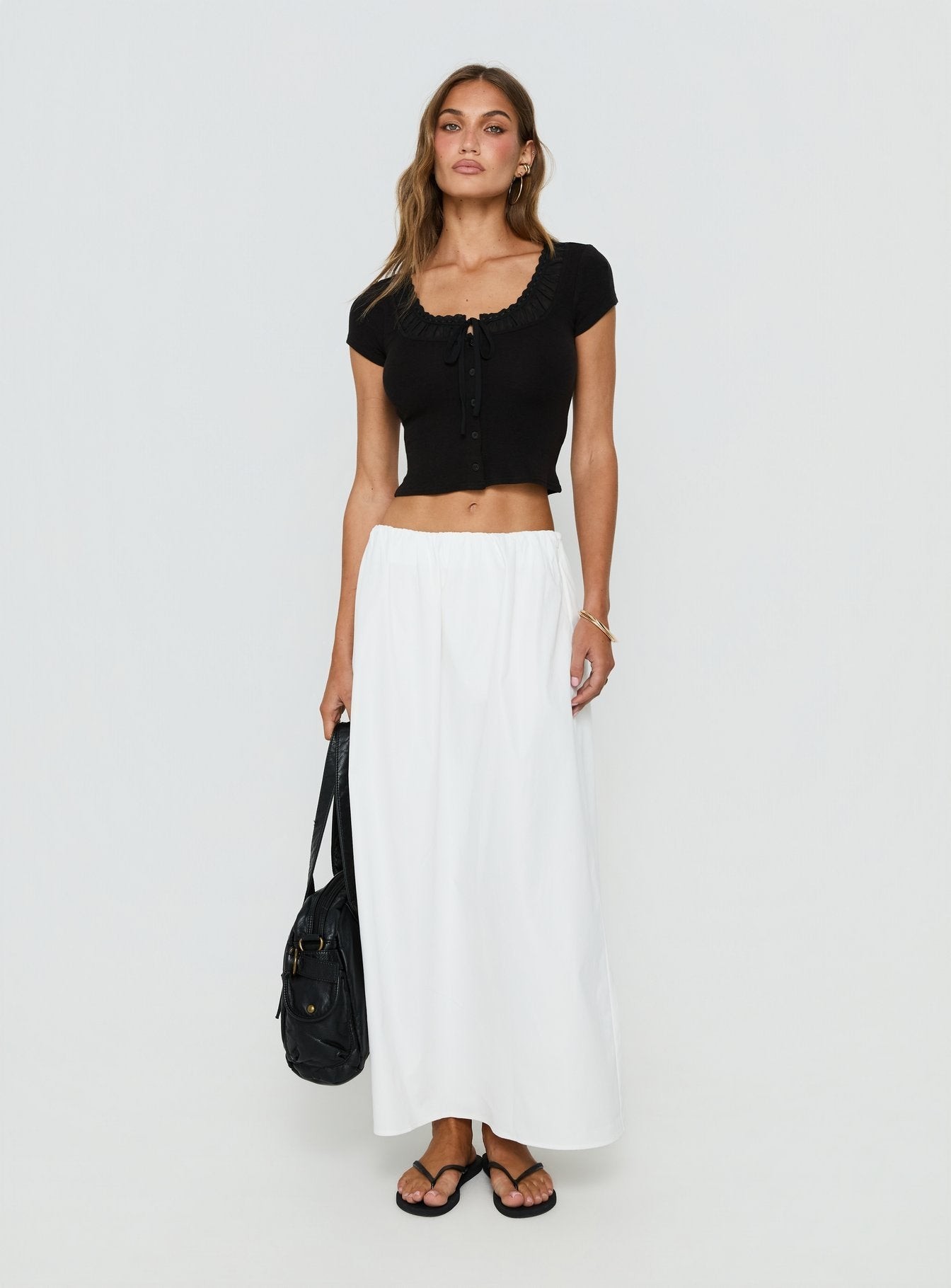 Kaliyah Layered Button Down Top Black view 3