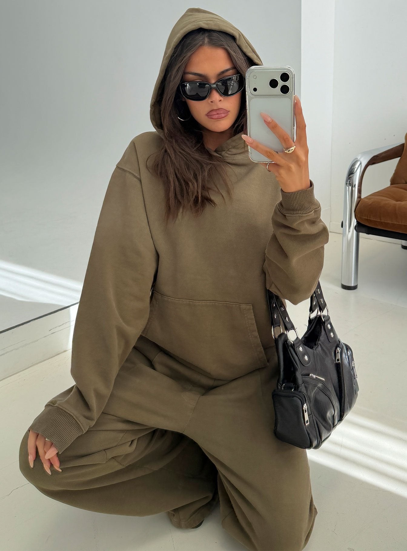 American Thrift Pullover Oversized Hoodie Washed Olive