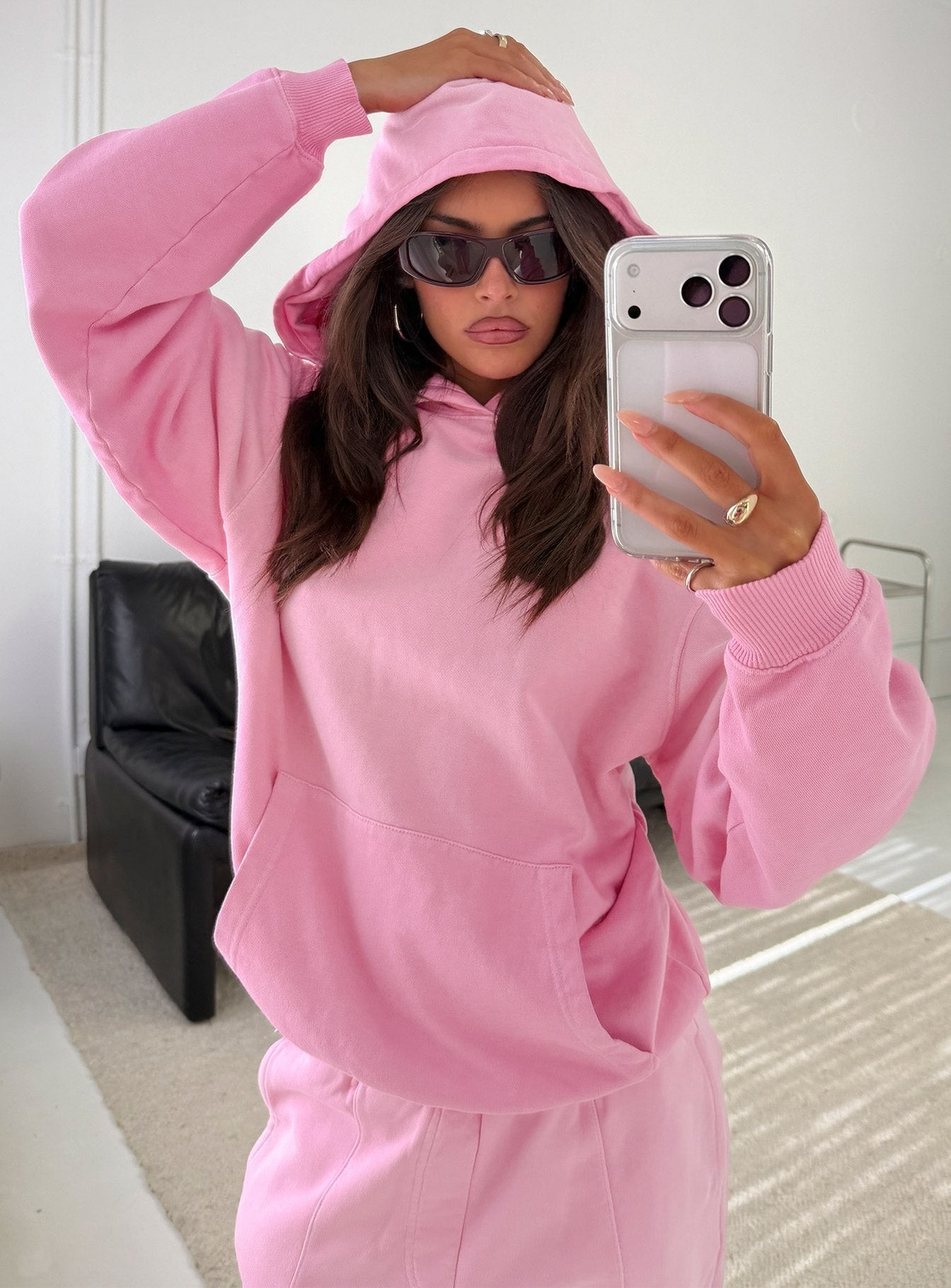 American Thrift Pullover Oversized Hoodie Washed Pink