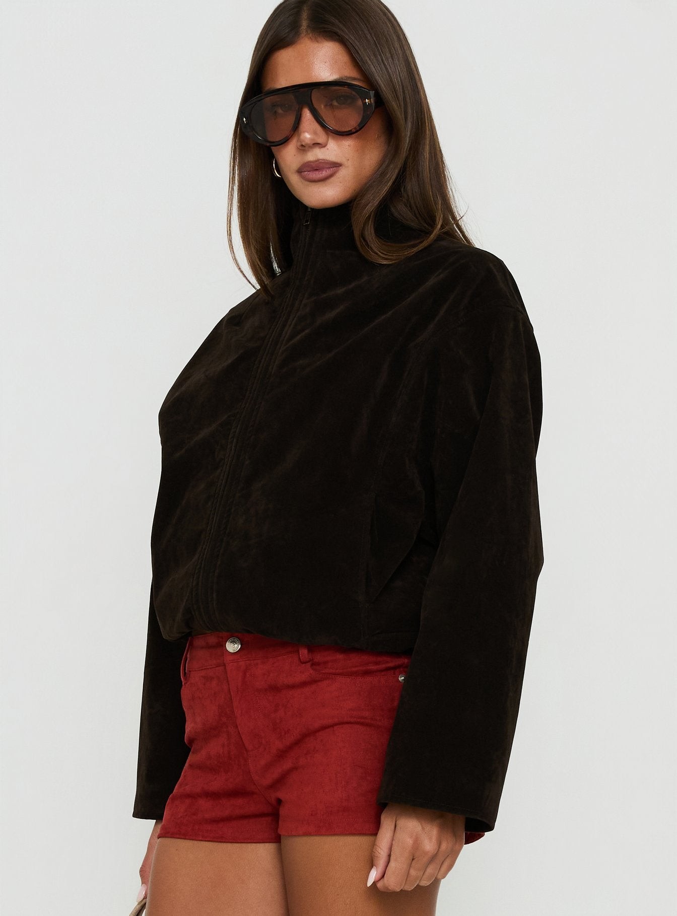 Dalmazia Funnel Neck Jacket Chocolate view 4